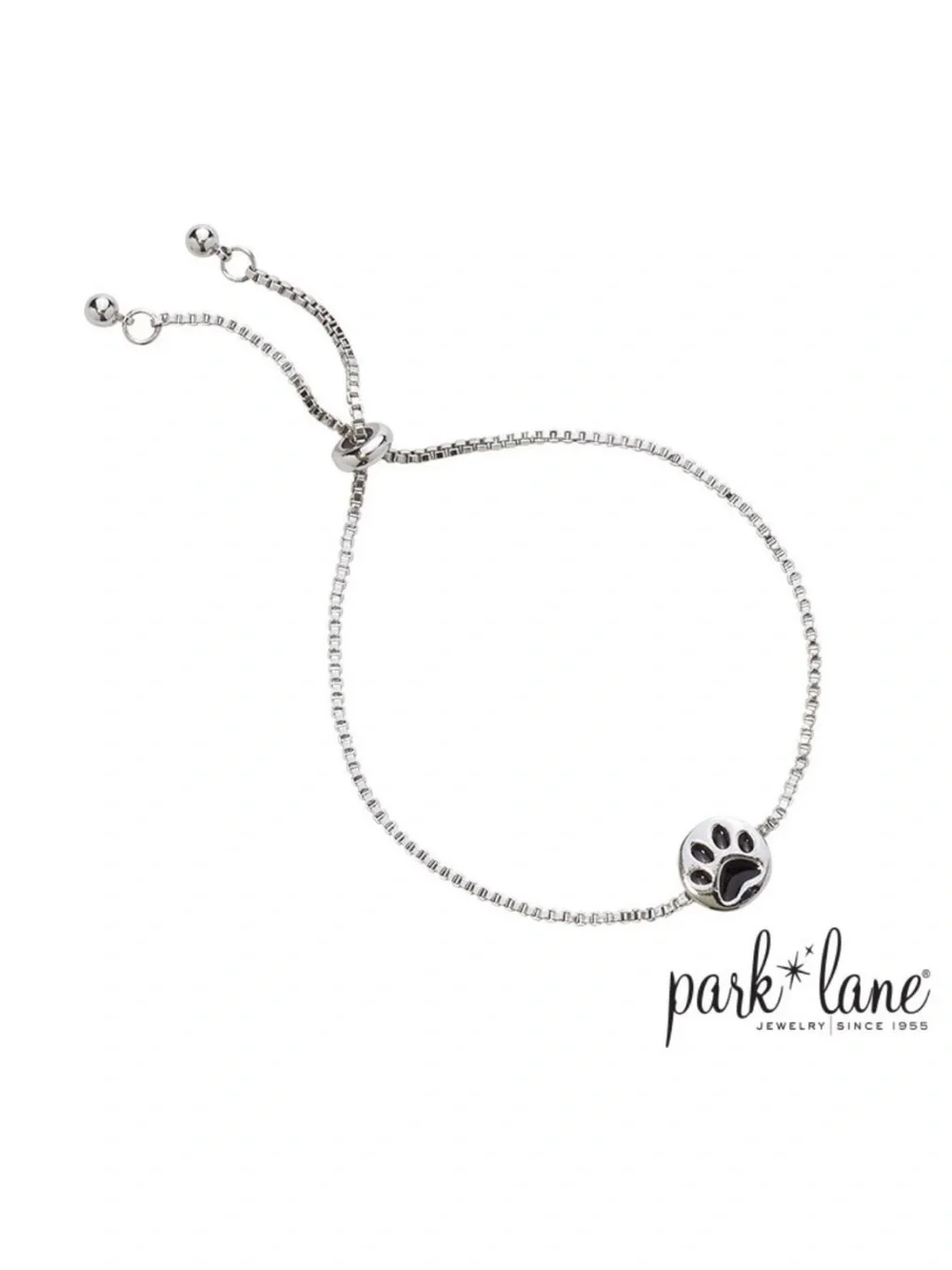 Park Lane PAWS Silver Paw Print Adjustable Bracelet